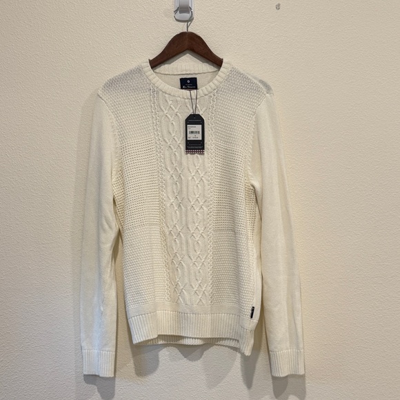 Ben Sherman Men's Ivory Cable Knit Sweater - Picture 9 of 10